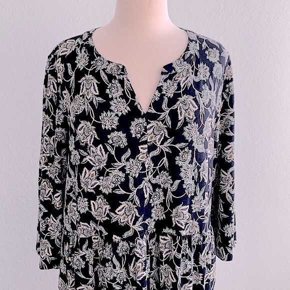 J Jill Floral Print Trimmed Knit Dress - Picture 2 of 14